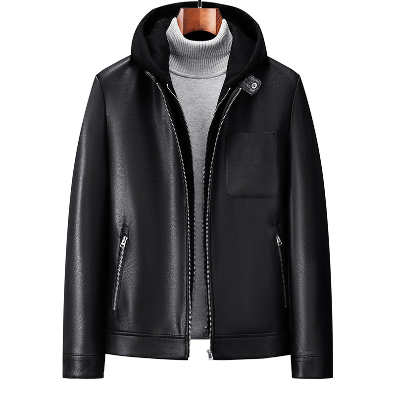 秋冬季新款真皮皮衣男士头层羊皮假两件外套休闲上衣休闲简约男装