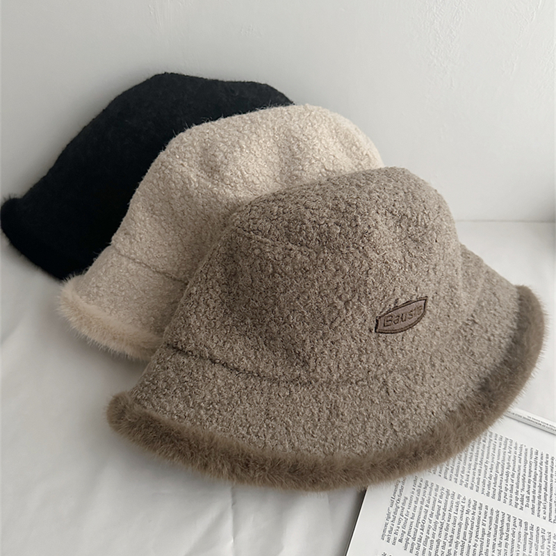 毛绒绒保暖盆帽加厚粗花呢渔夫帽