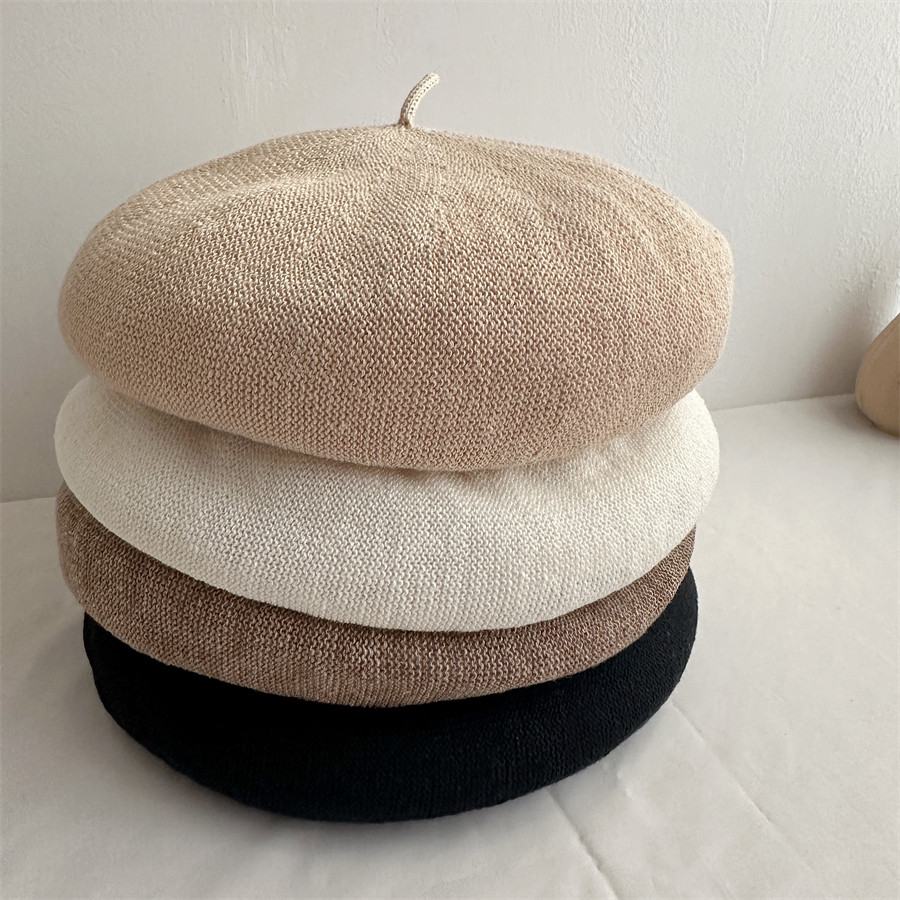日本天然亚麻轻薄贝雷帽女春夏透气画家帽简约南瓜帽子文艺蓓蕾帽