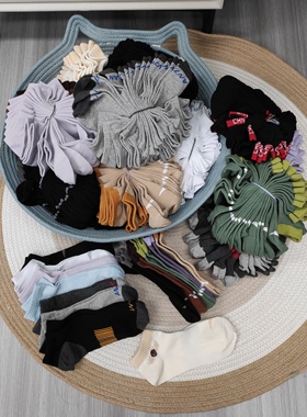 四季款棉袜短筒袜运动袜随机色5双 36-41码 瑕