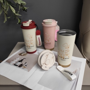 铃兰 316不锈钢咖啡杯 随行保温杯 500ML双饮吸管杯 四色