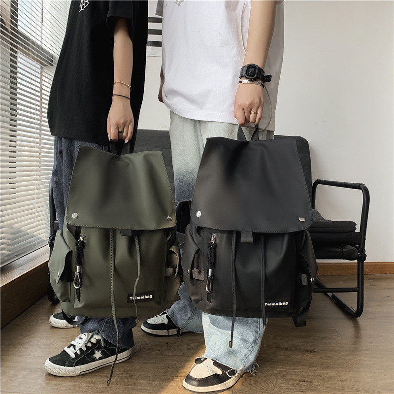 LARGE-CAPACITY LOVERS SHOULDER BAG FOR MEN AND WOMEN KOREAN VERSION OF SOLID COLOR WATER-PROOF HIGH SCHOOL STUDENT SCHOOL BAG TRAVEL TRAVEL BACKPACK