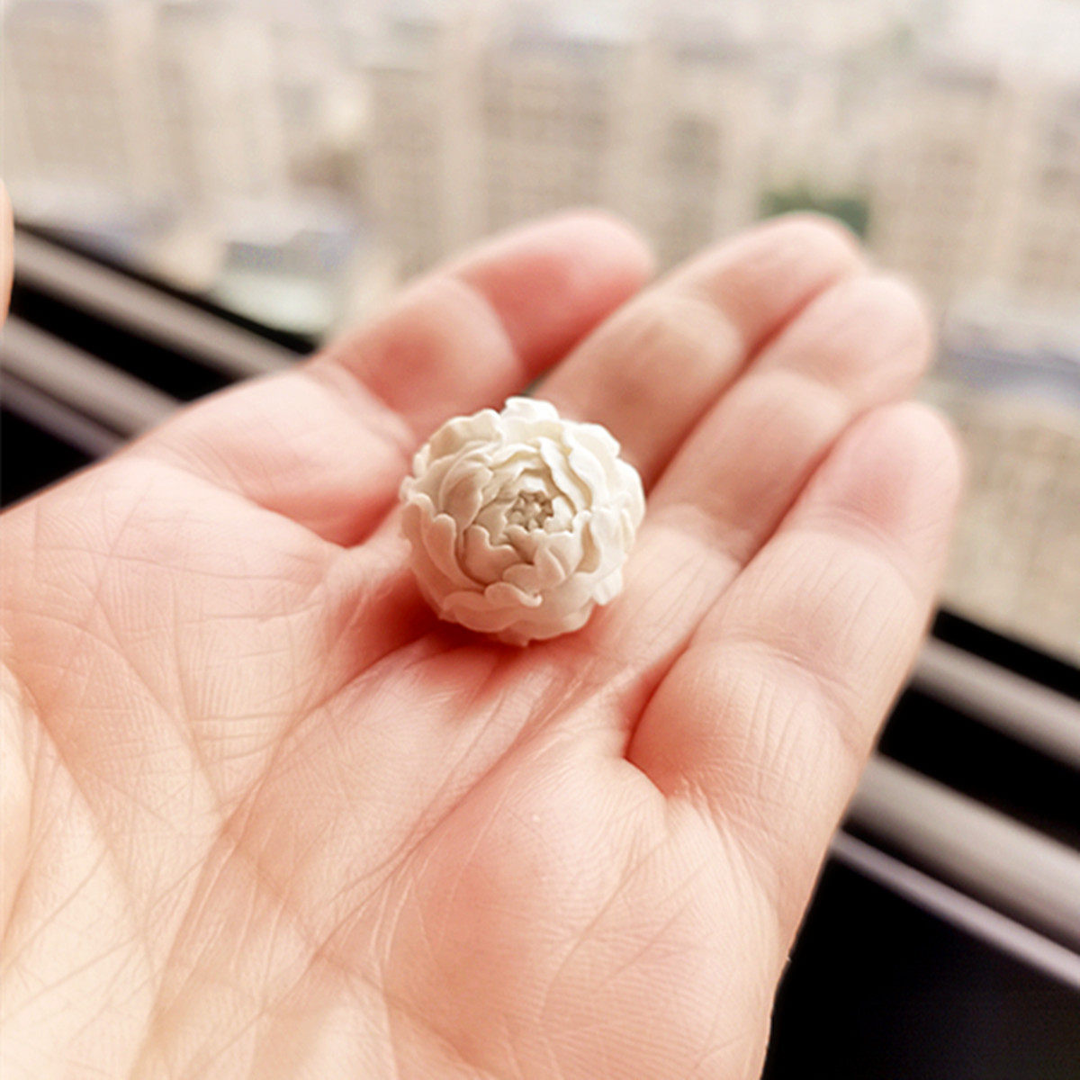 苏工纯手工精雕鹿角鹿角盘牡丹花花珠手串吊坠配饰富贵爱情之花