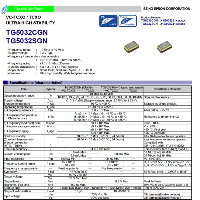 TG5032CGN 40.000000MHz CHGHDA VCTCXO 压控温补晶振 40M 40MHZ - 实物图