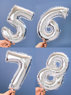 儿童周岁生日趴体铝膜数字气球装 男孩房间背景墙生日布置用品 饰