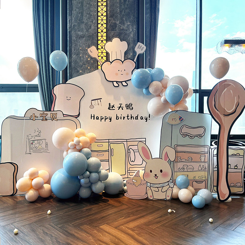 周岁生日布置面包勺子君插画兔宝宝kt板背景墙装饰网红男女宝气球,节庆用品/礼品,装扮布置套餐,淘宝优惠券,粉丝福利购,淘宝优惠卷