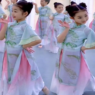 儿童古典舞冠玉舞蹈服旗袍演出服女童扇子舞小月儿同款儿童舞蹈服