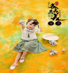 云川之舞小茶仙舞蹈原创剧目民国风襦裙儿童蒲扇摇摇道具演出服装