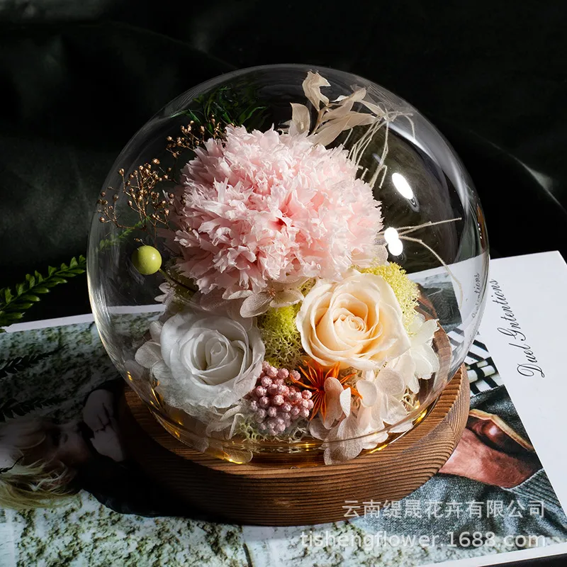 亚马逊康乃馨永生花玫瑰成品礼盒生日实用送妈妈老师妇女节的礼物图片