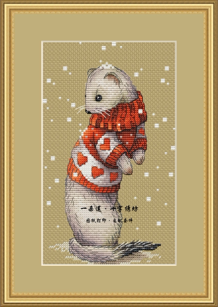 原版图纸打印 法国进口正品dmc十字绣自配套件 毛衣动物 雪貂