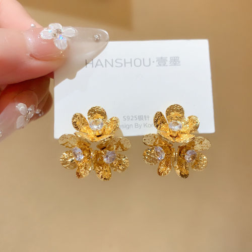 张雨绮同款花朵耳钉女2025新款