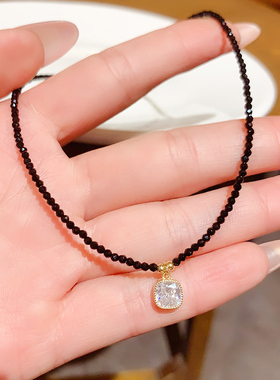 简约方糖锆石吊坠颈链轻奢高级感