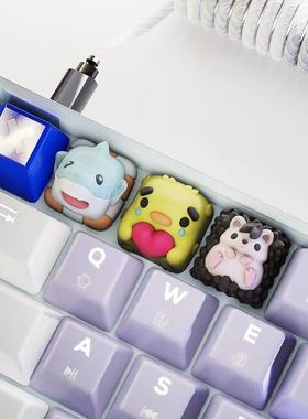 鲨鱼DIY个性键帽刺猬爱心小鸡机械键盘esc增补 黄色 可爱机械键盘