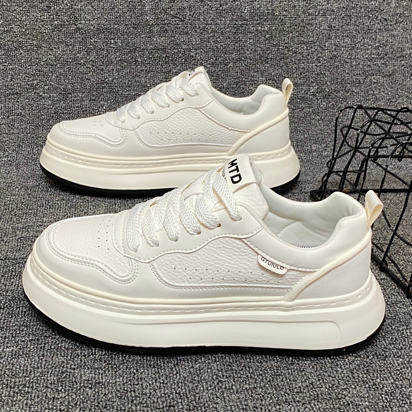 小白鞋男2026春季新款韩版百搭厚底减震潮流青年透气时尚休闲板鞋,流行男鞋,休闲板鞋,淘宝优惠券,粉丝福利购,淘宝优惠卷