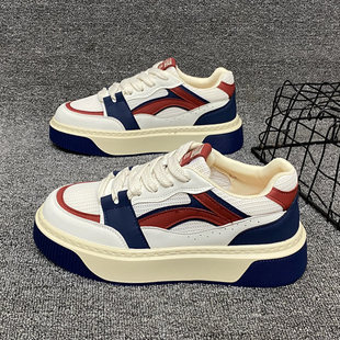 青少年百搭街头痞帅潮鞋 透气网纱厚底休闲鞋 男 男2025春夏新款 板鞋