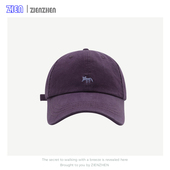 Zien 紫色小狐狸刺绣棒球帽女宽檐显脸小帽子户外遮阳防晒帽子男