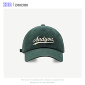 Zien andyou棒刺绣字母球帽女春复古水洗做旧鸭舌帽显脸小男 韩版