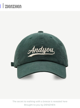 Zien 韩版andyou棒刺绣字母球帽女春复古水洗做旧鸭舌帽显脸小男