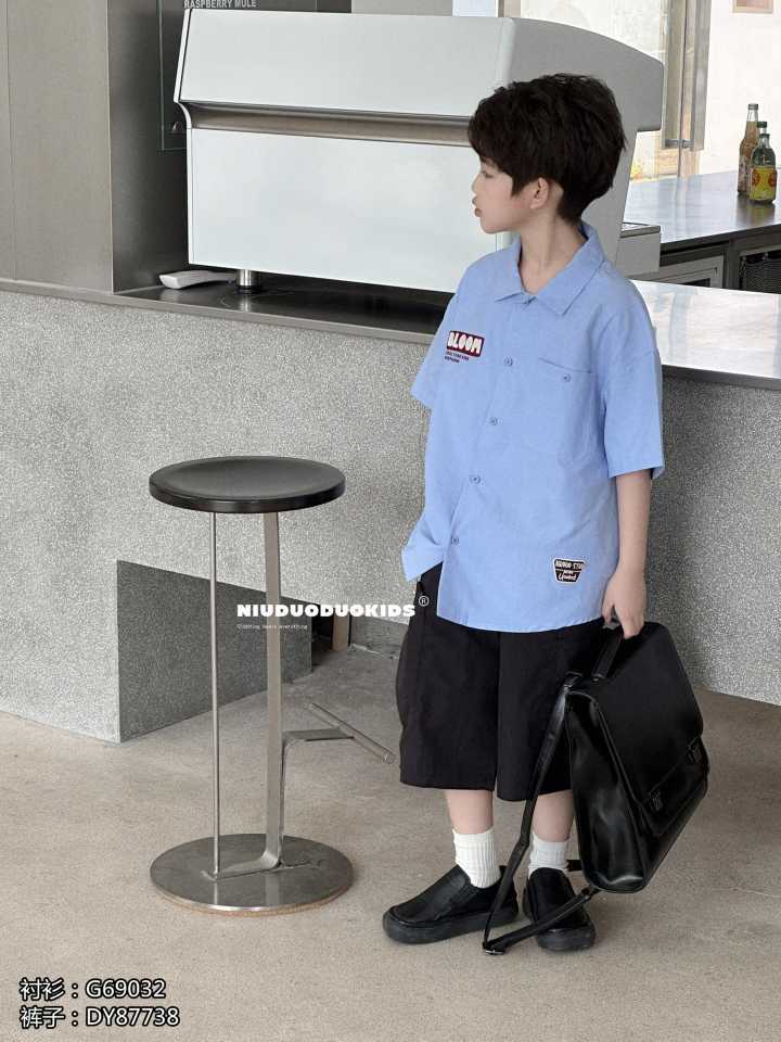 牛哆哆童装2026新款夏装儿童短袖衬衫男女童休闲上衣中大童百搭款