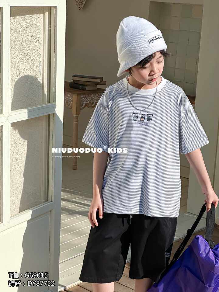 牛哆哆童装2026新款夏装儿童短袖T恤男女童休闲条纹上衣中大童