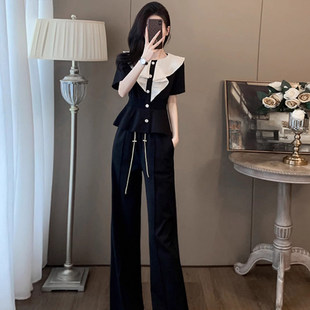 休闲时尚 女装 洋气减龄短袖 阔腿裤 D1217 两件套2026春夏季 套装 新款