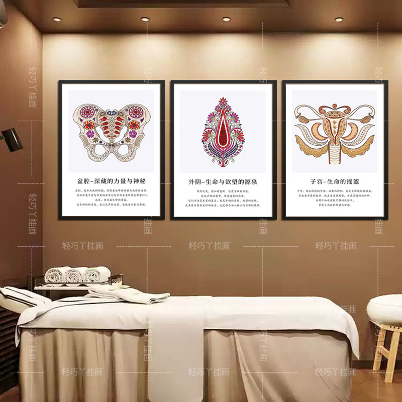 医美女性生殖保养宣传挂画 现代美容院私密养护装饰画产康墙壁画