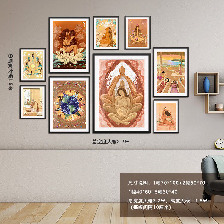 大地之母主题养生疗愈挂画 现代美容院墙装饰画产康私密艺术壁画
