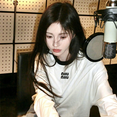 蝶筝鞠婧祎同款圆领白色T恤