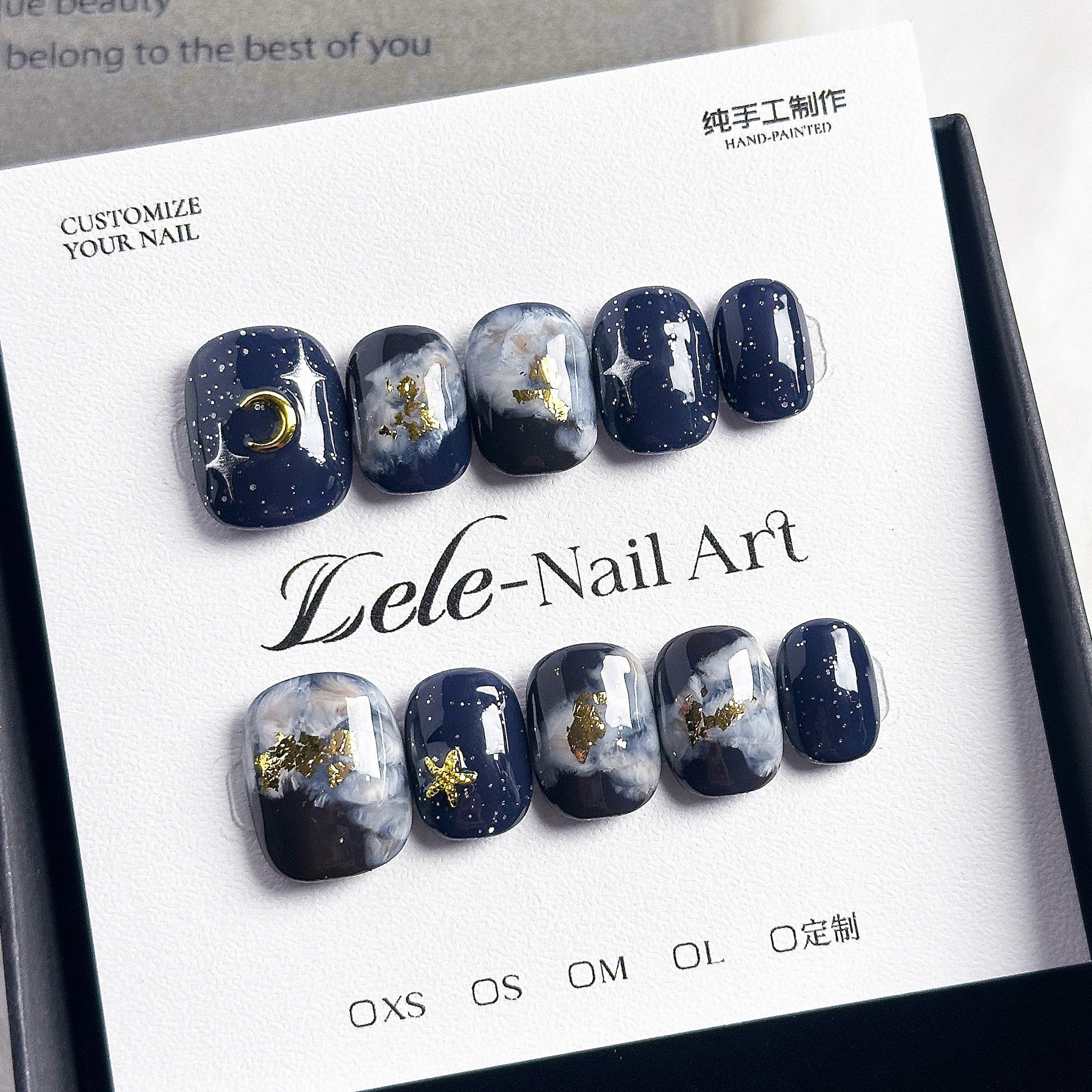 Lele【墨云】纯手工穿戴甲个性小众可拆卸美甲贴片甲气质显白