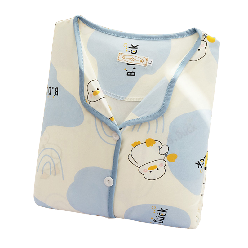 带胸垫月子服春夏季薄款产后孕妇哺乳睡衣女春秋产妇家居服两件套