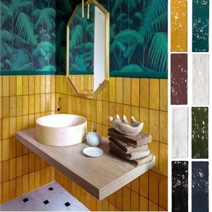 陶瓷艺术手工砖琥珀琉璃色系卫生间卧室瓷砖地面砖特色砖八色墙砖