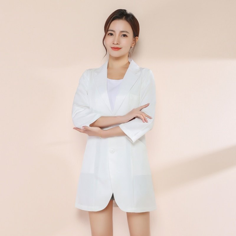 医美工作服女高端美容院夏季薄前台咨询师整形医生口腔牙科白大褂图片