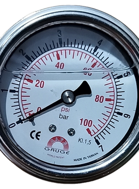 台湾华记stiko/SAFE压力表0 -7kg7bar100psi轴向不锈钢AE-Ap1