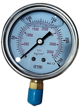台湾FTB不锈钢径向压力表323.11.22 60 mm250KG/CM2/PSI LM1/4