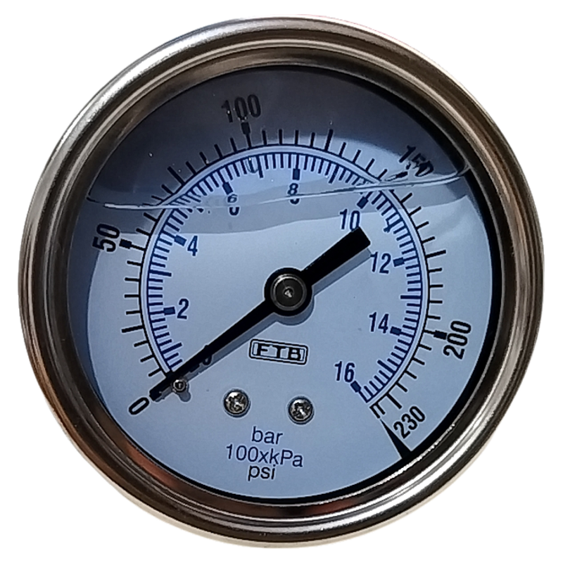 台湾双叶无边轴向压力表FTB充油耐振不锈钢16BAR1/4PT 323.51.22