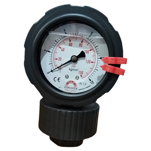 台湾华记SAFE压力表0-10kg150psi单面pp隔膜GS-AC径向直立内牙1/2