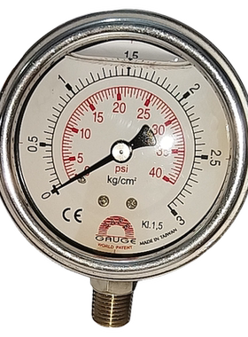 台湾华记径向充油抗震压力表AC-AP1 3KGcm40psi 1/4pt