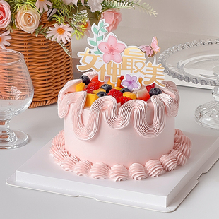 38女王节蛋糕装 饰插牌三八妇女节日快乐蝴蝶花朵美丽女神烘焙插件