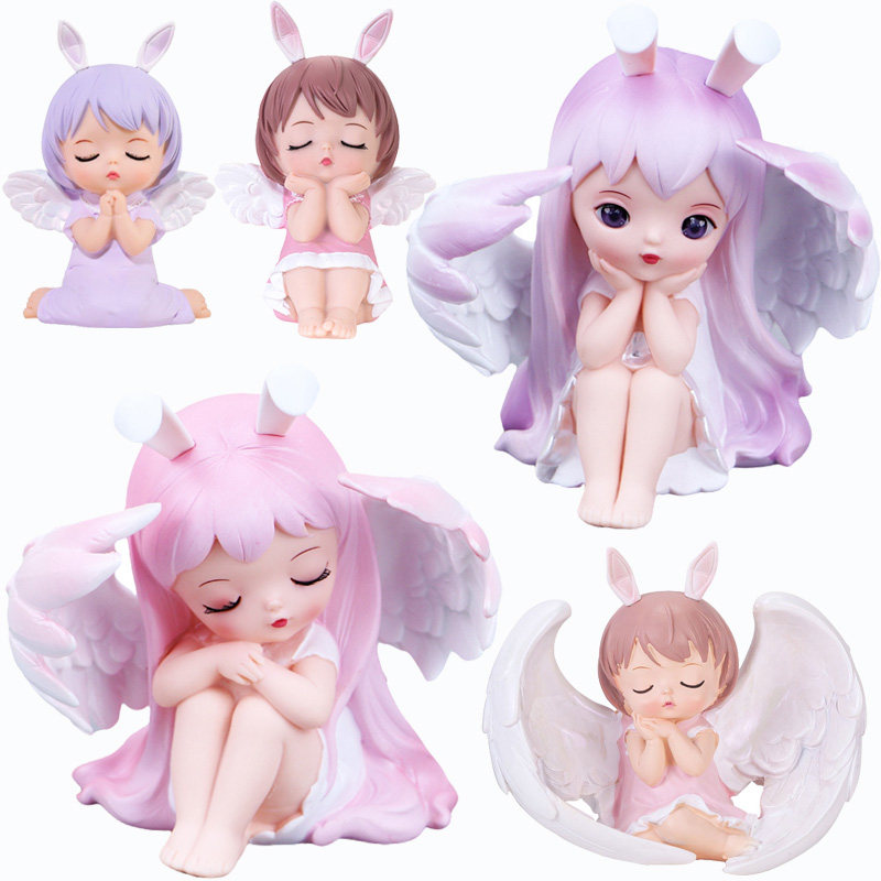 安娜小天使蛋糕装饰摆件可爱安妮翅膀小女孩小公主生日甜品台装扮
