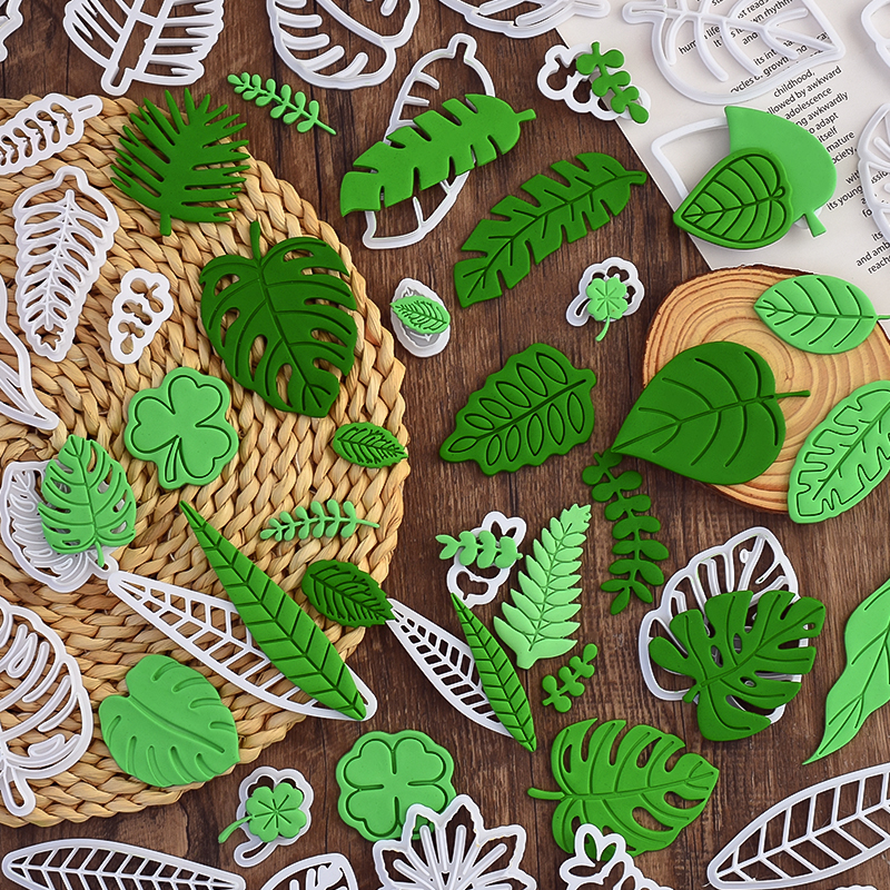 绿叶子树叶翻糖切模枫叶四叶草蛋糕装饰糖堡森林烘焙工具塑料压模