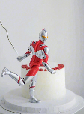 网红初代奥特曼生日蛋糕装饰摆件儿童英雄超人战士变形侠烘焙插件