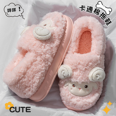 踩屎感棉拖鞋女款冬季包跟外穿2025新款厚底防滑保暖毛绒棉鞋女士