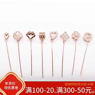 925半银细针款扣头 横斜孔歪孔左右孔挂件瓜子夹扣牛鼻孔小吊坠扣