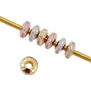 925银满钻圆形珍珠手链项链路路通隔珠隔片DIY首饰配件串珠材料