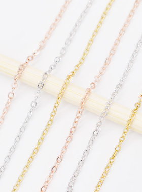 新潮个性925镀银项链女无吊坠十字链 O形蛇骨链 女款项链 水波链