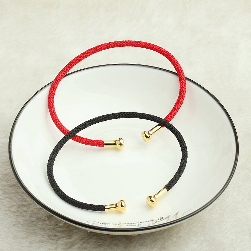 手镯开口圆圈手环手圆圈编织黑绳