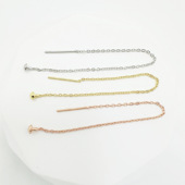 diy饰品镀金o字耳线十字链蘑菇头耳线串珠耳饰 针托闪o链万能耳线