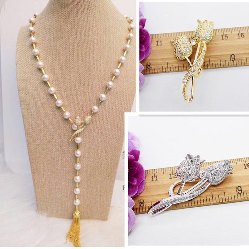 DIY扣玫瑰花长款毛衣夹层半银