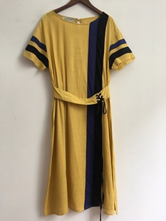 (100元2件) 女子*huise商场撤柜夏装短袖亚麻连衣裙N18X315121