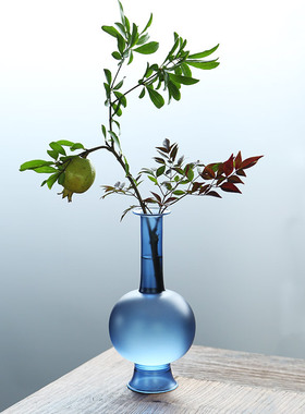 孔雀蓝新中式简约玻璃花瓶